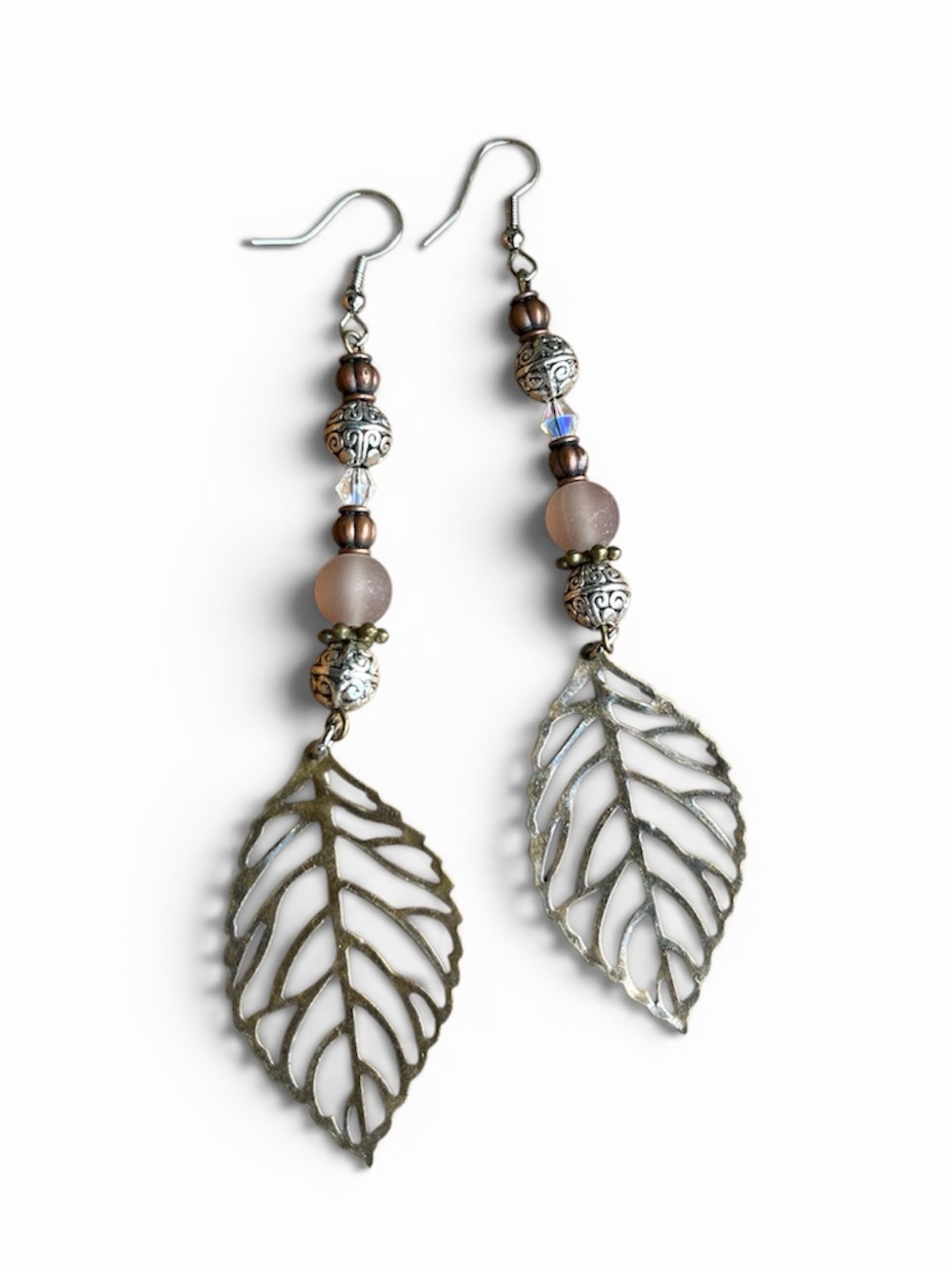 Handmade Nature-Inspired Bronze Leaf Earrings Boho